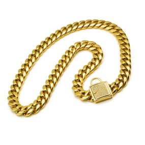 Collier Honey Gold Lock  Cubain 2 cm 56 CM