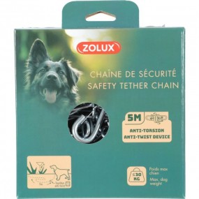 Chaîne d'attache pour chien en acier 5m avec système anti-torsion - Zolux 